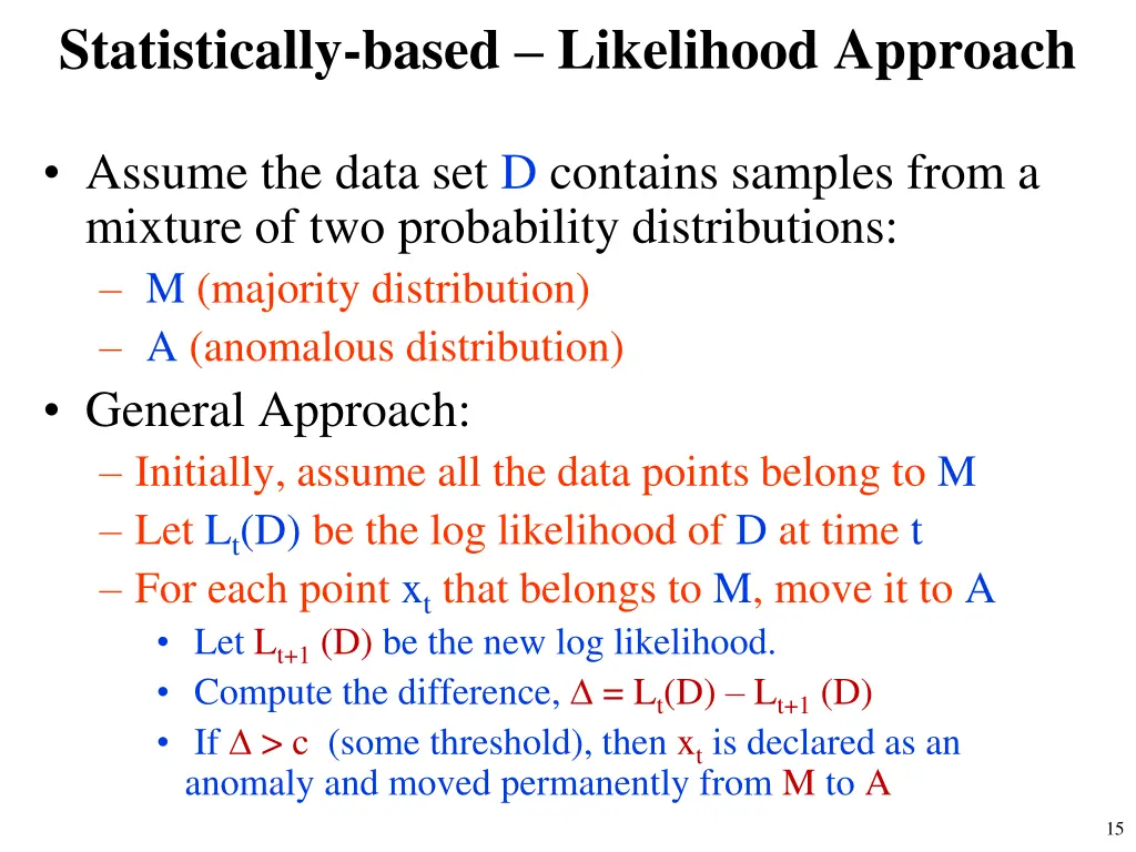 statistically based likelihood approach