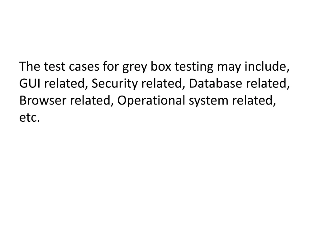 the test cases for grey box testing may include