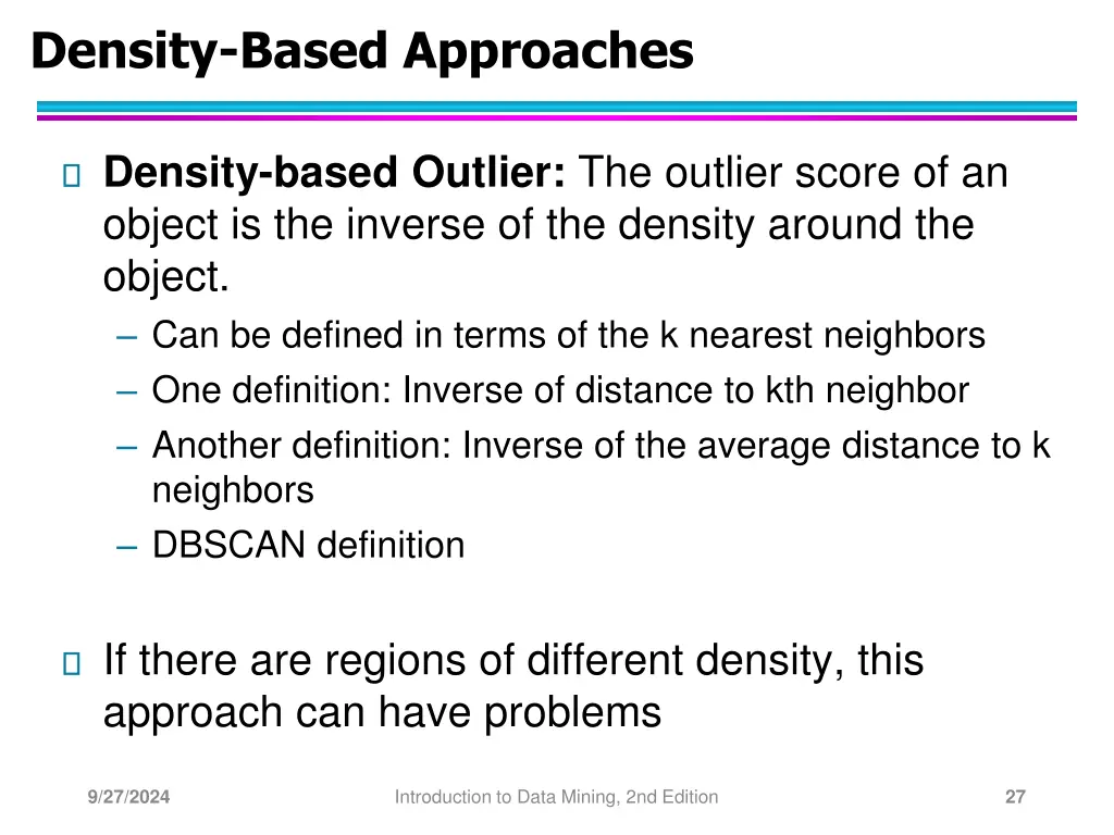 density based approaches