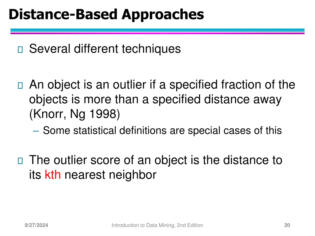 distance based approaches