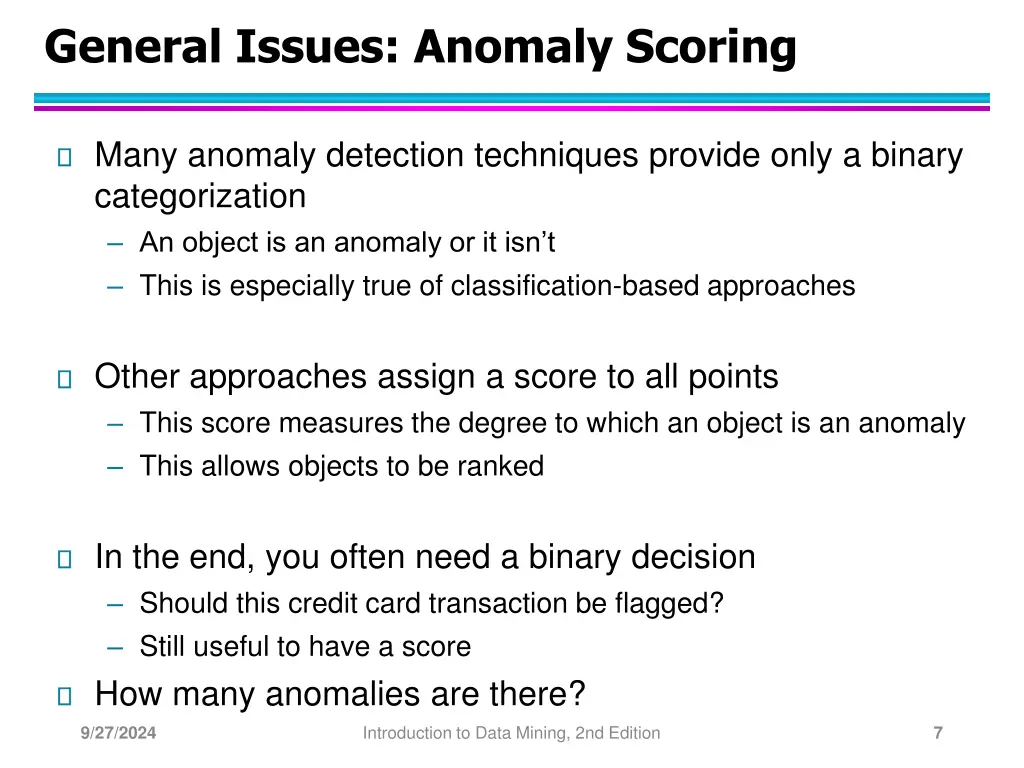 general issues anomaly scoring