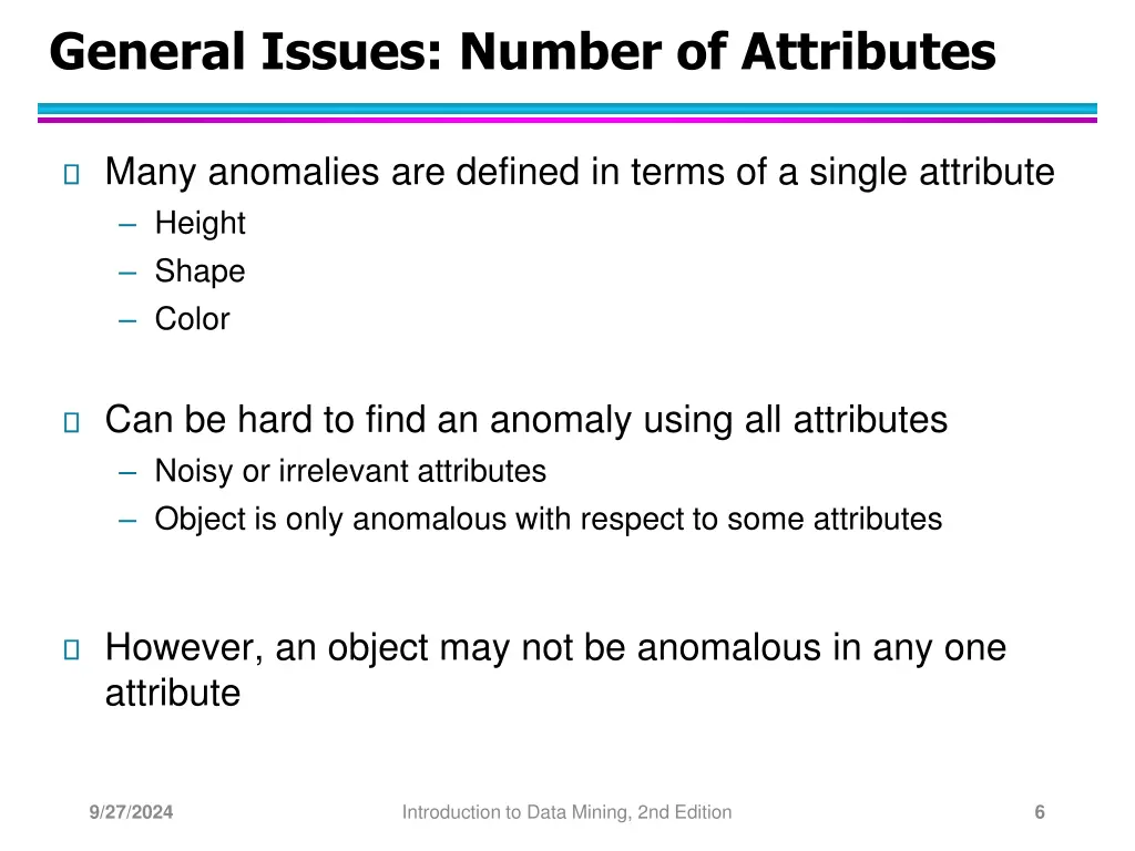 general issues number of attributes