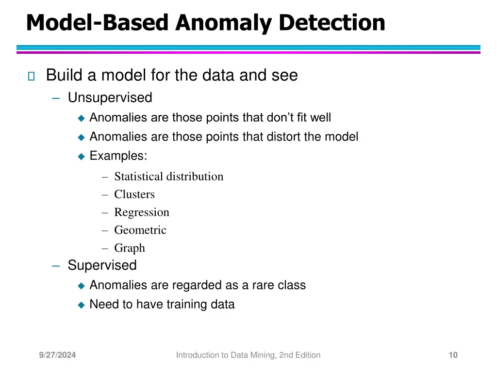 model based anomaly detection