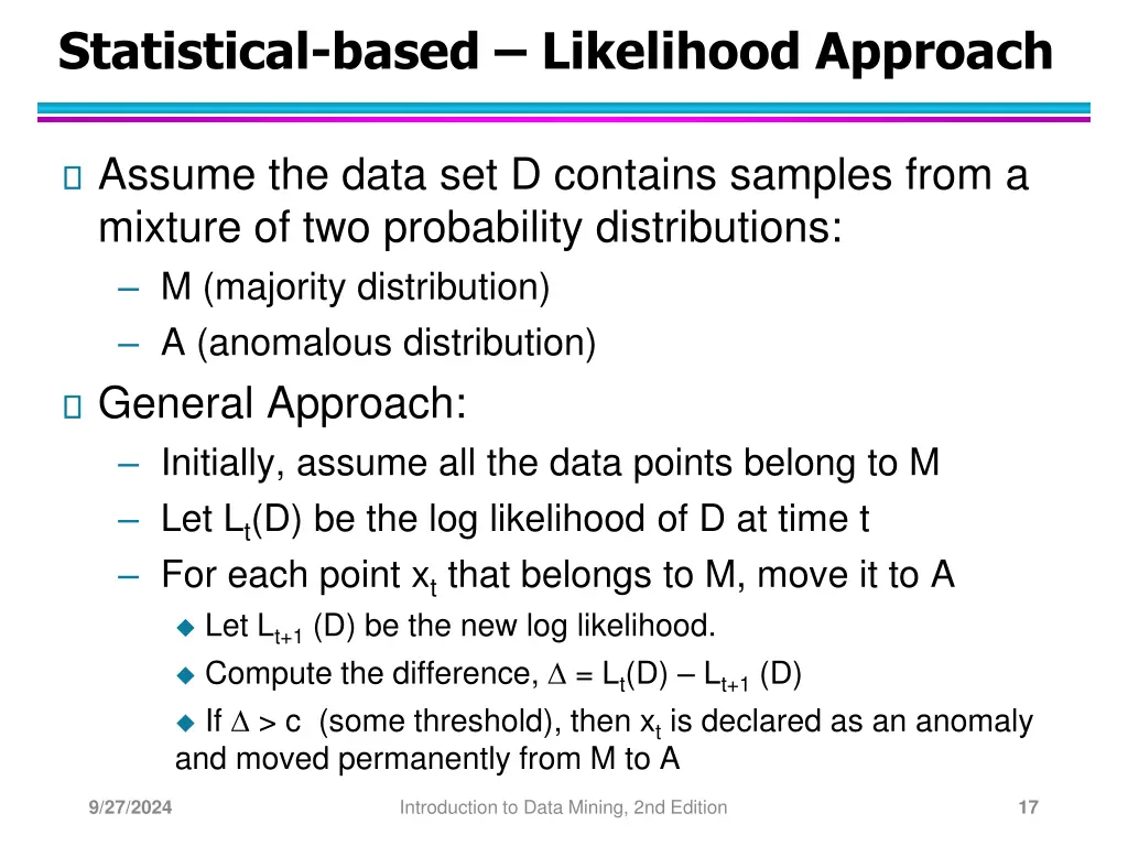 statistical based likelihood approach