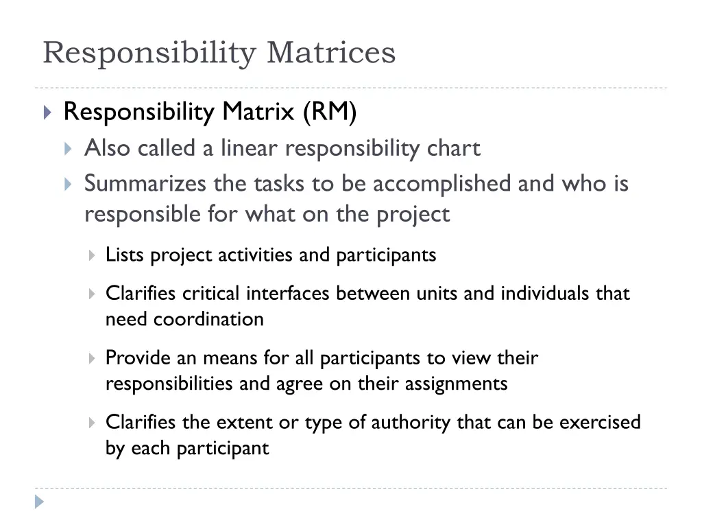 responsibility matrices