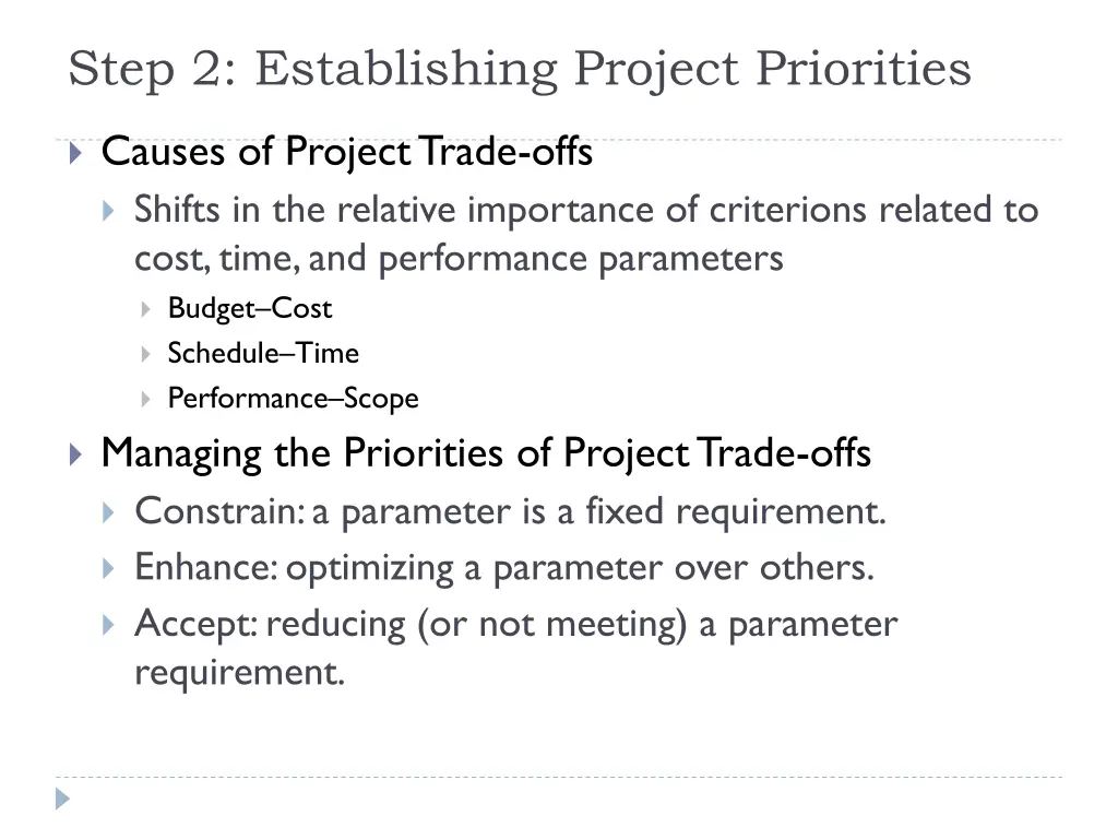 step 2 establishing project priorities