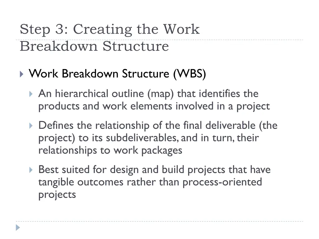 step 3 creating the work breakdown structure