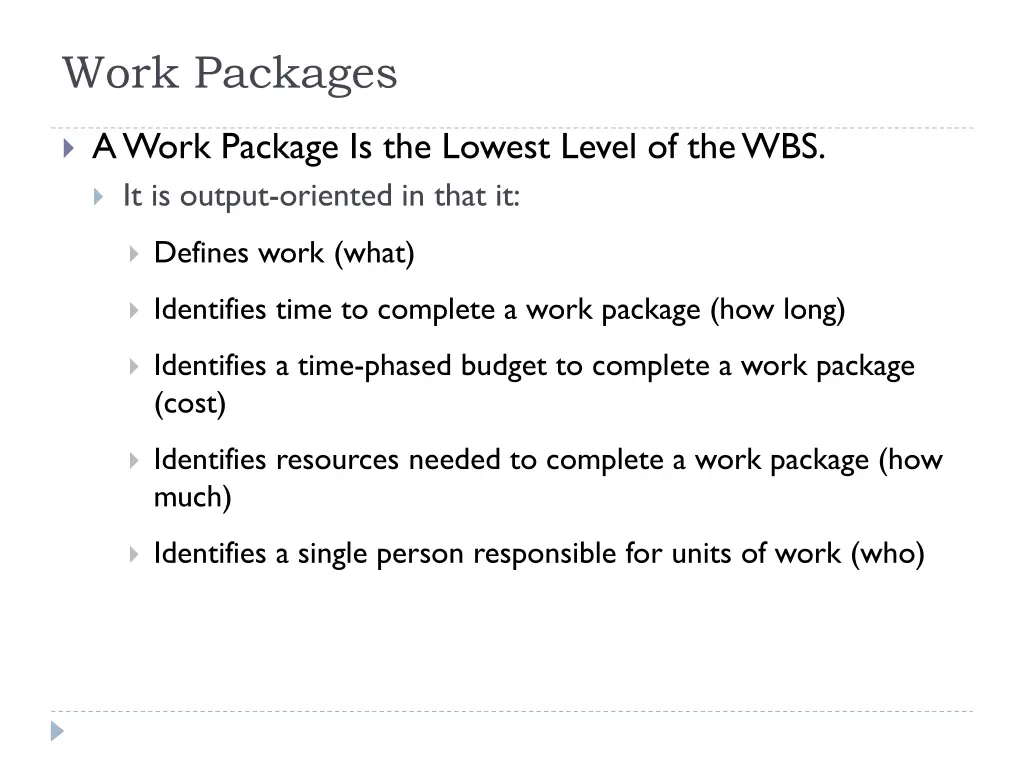 work packages