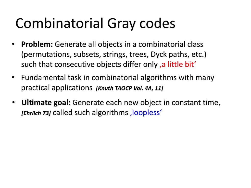 combinatorial gray codes