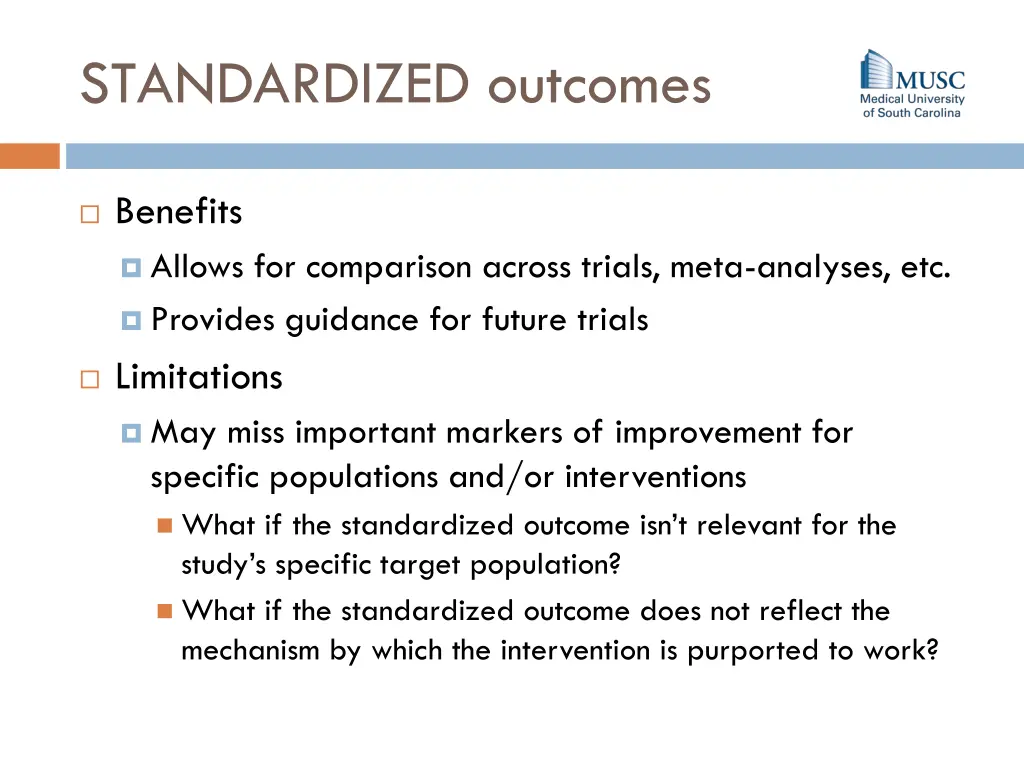 standardized outcomes