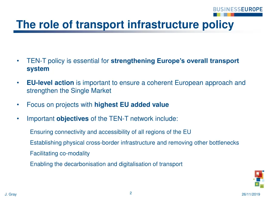 the role of transport infrastructure policy