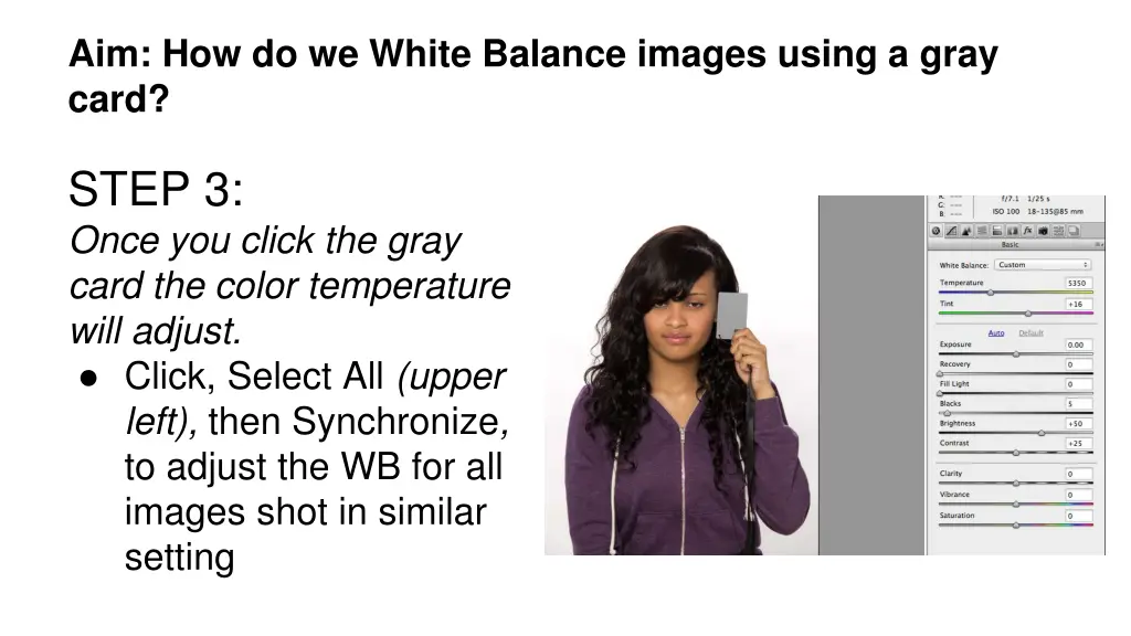 aim how do we white balance images using a gray 3