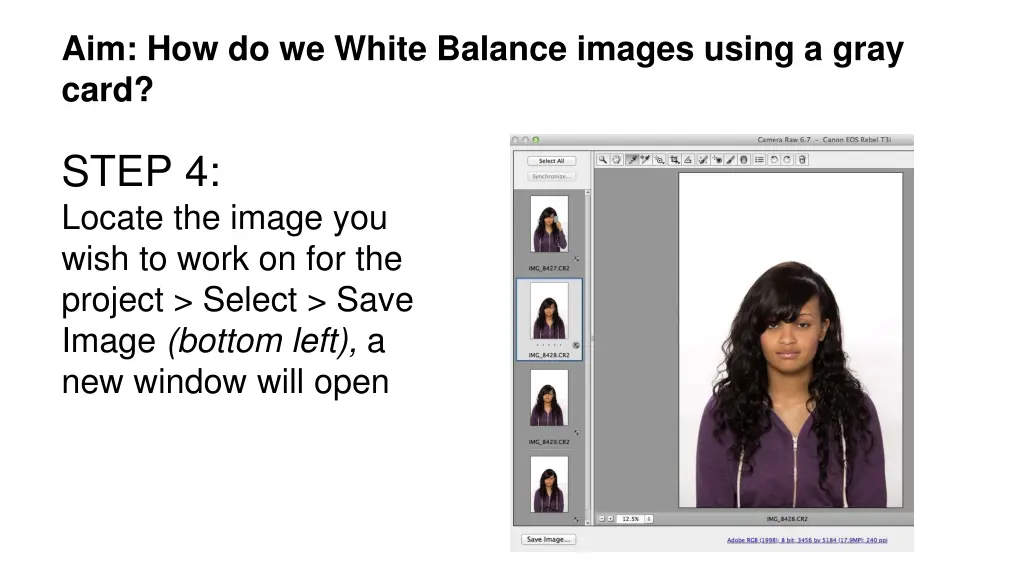 aim how do we white balance images using a gray 4