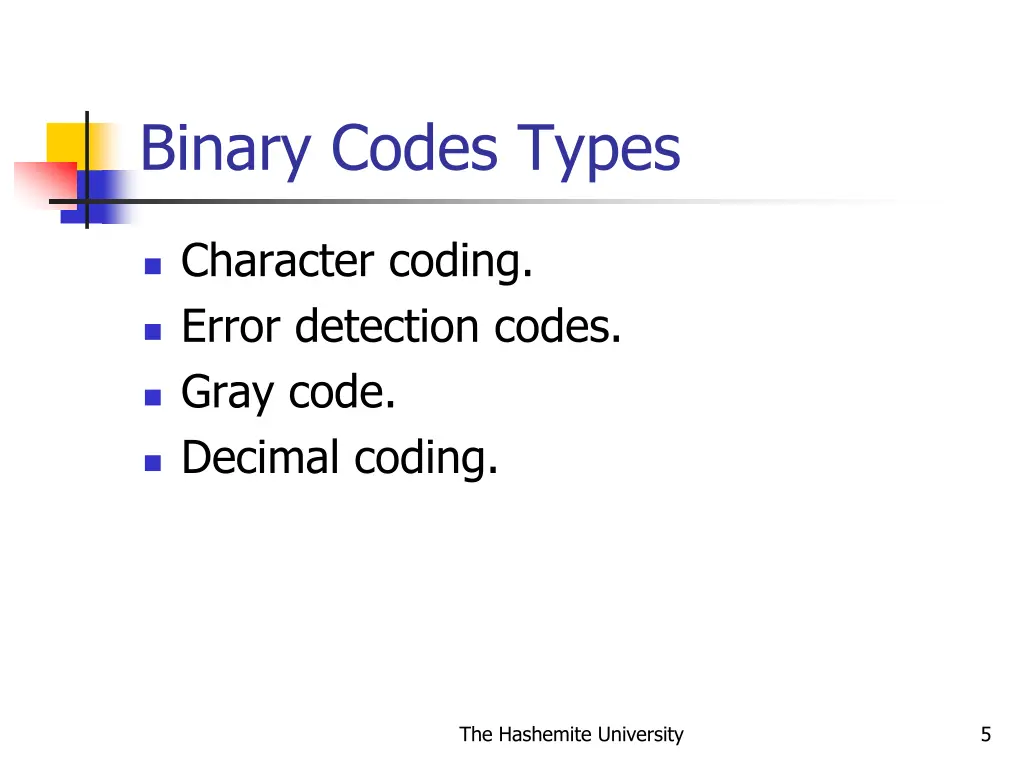 binary codes types