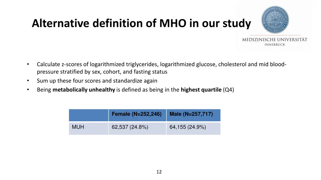 alternative definition of mho in our study