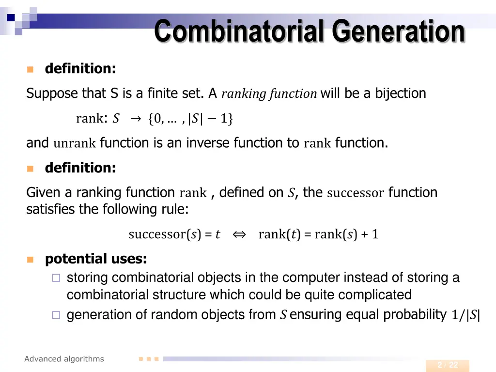 combinatorial generation