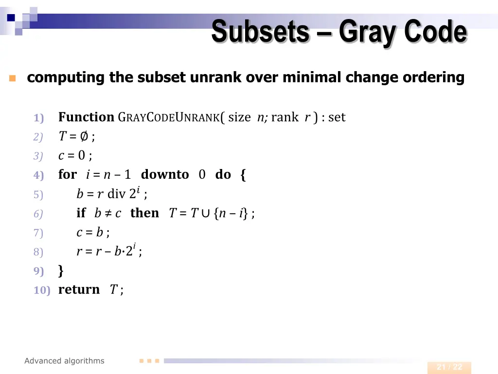 subsets gray code 1