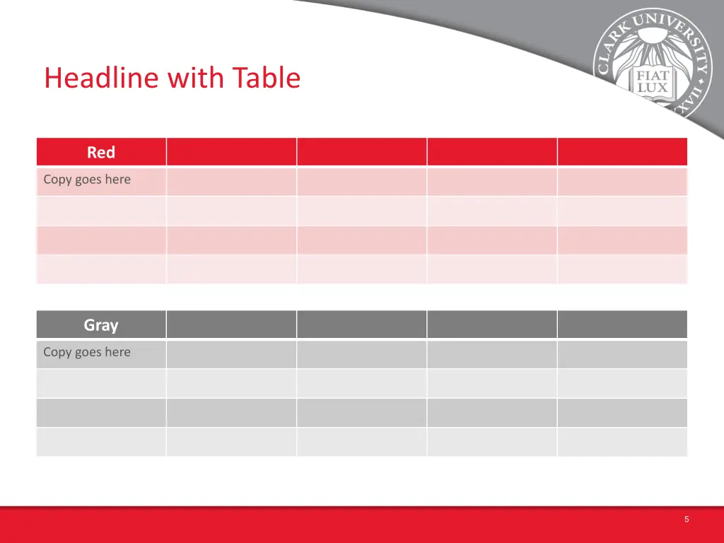 headline with table