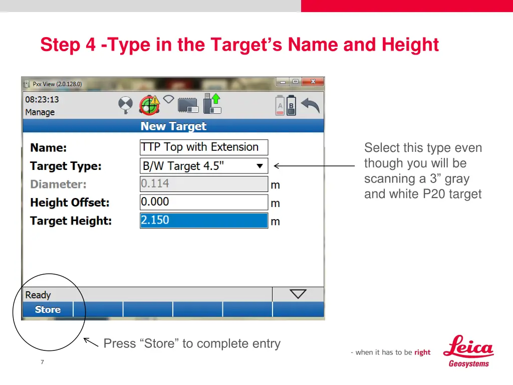 step 4 type in the target s name and height