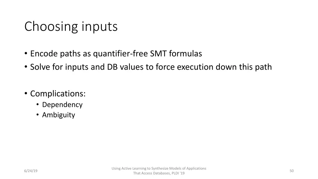 choosing inputs