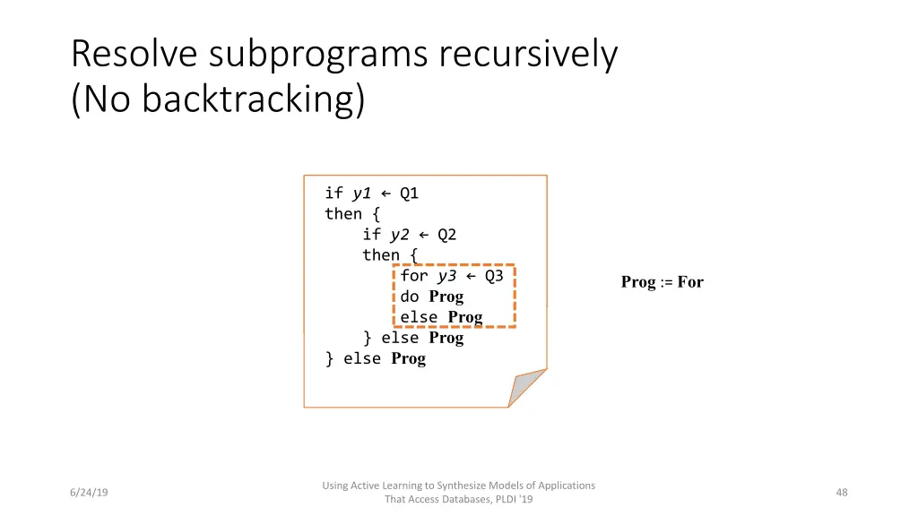 resolve subprograms recursively no backtracking 1