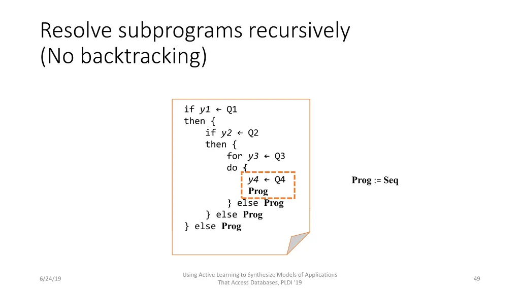 resolve subprograms recursively no backtracking 2