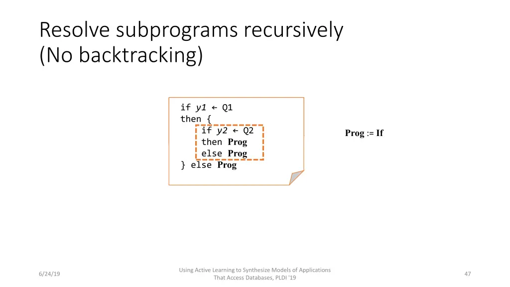 resolve subprograms recursively no backtracking