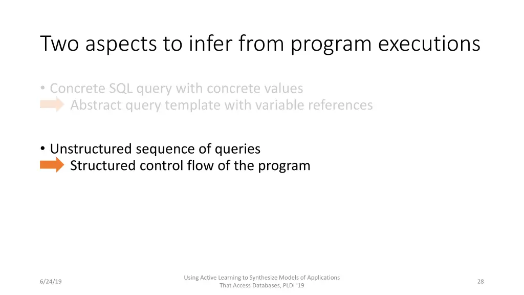 two aspects to infer from program executions