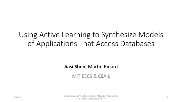 using active learning to synthesize models