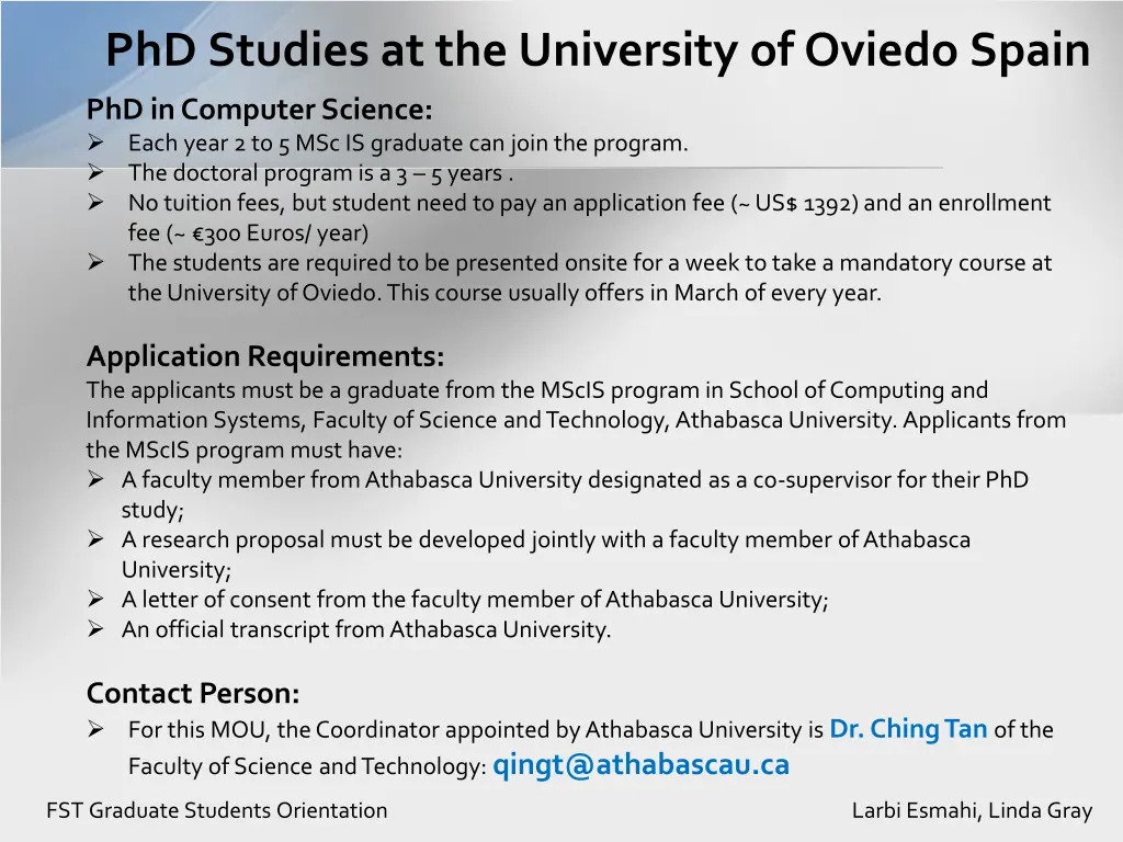 phd studies at the university of oviedo spain