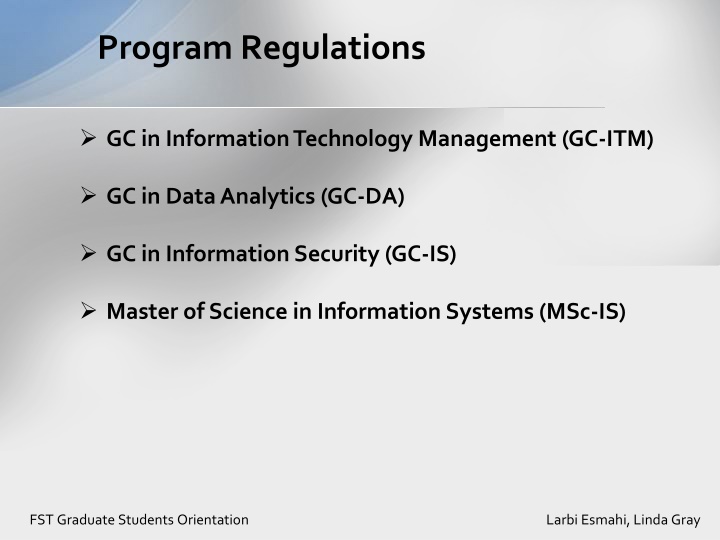 program regulations