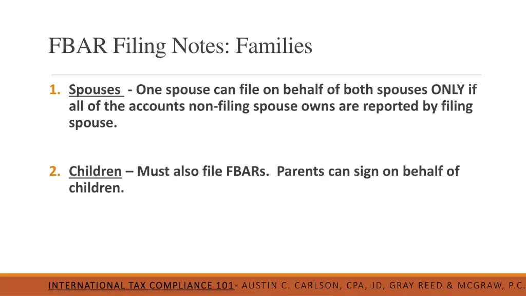 fbar filing notes families