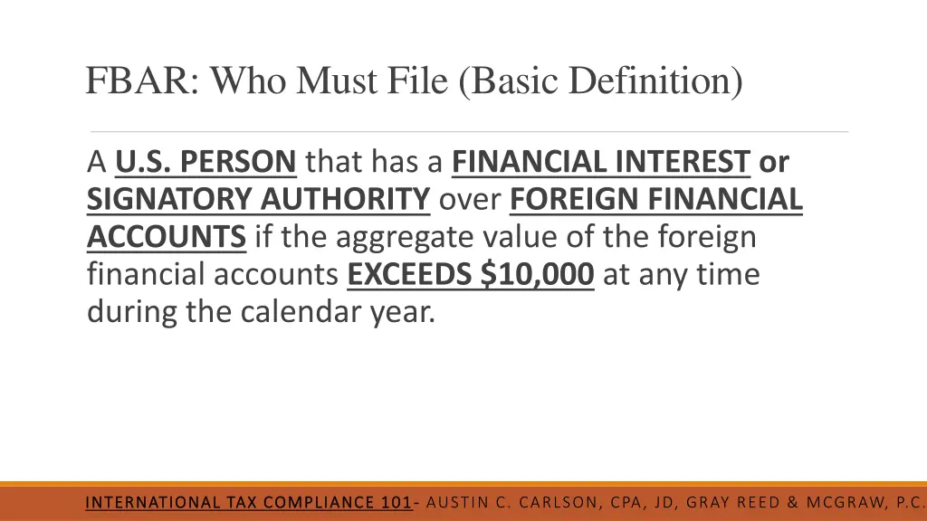 fbar who must file basic definition