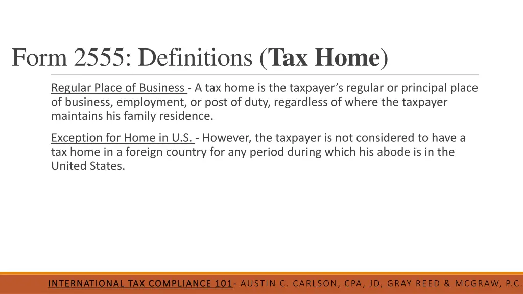 form 2555 definitions tax home