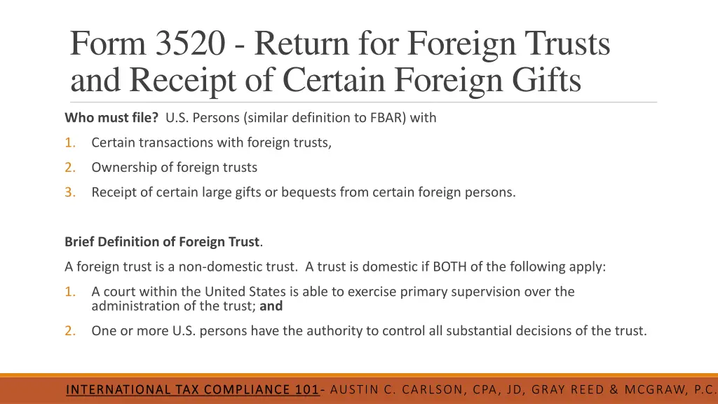 form 3520 return for foreign trusts and receipt