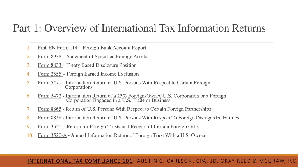 part 1 overview of international tax information