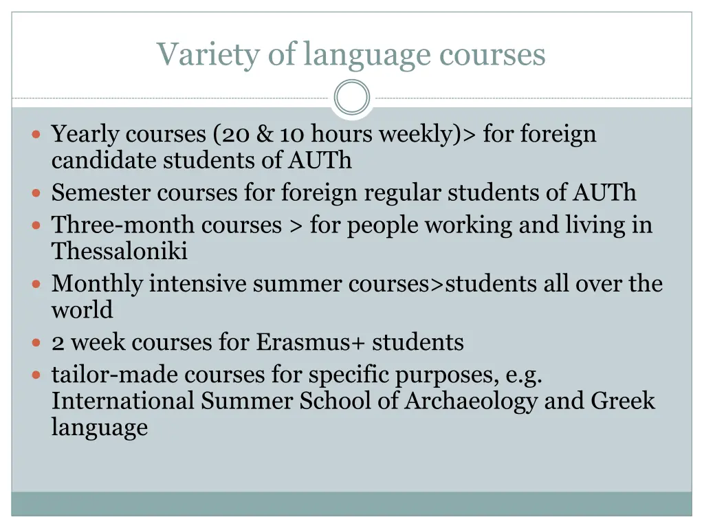 variety of language courses