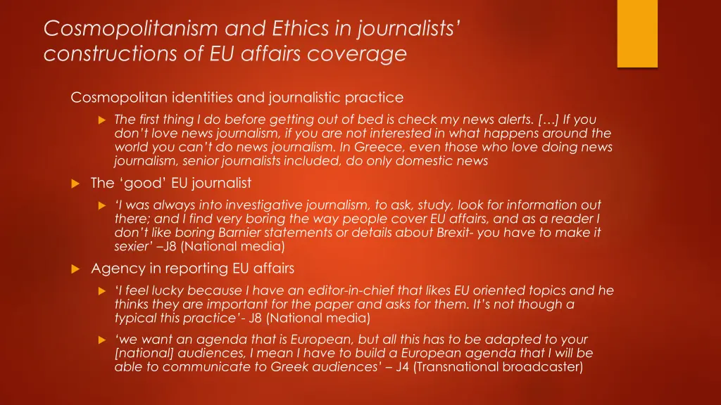 cosmopolitanism and ethics in journalists