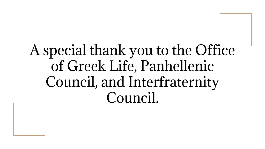 a special thank you to the office of greek life