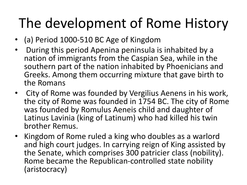 the development of rome history a period 1000