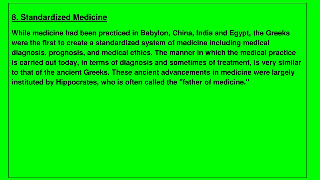 8 standardized medicine