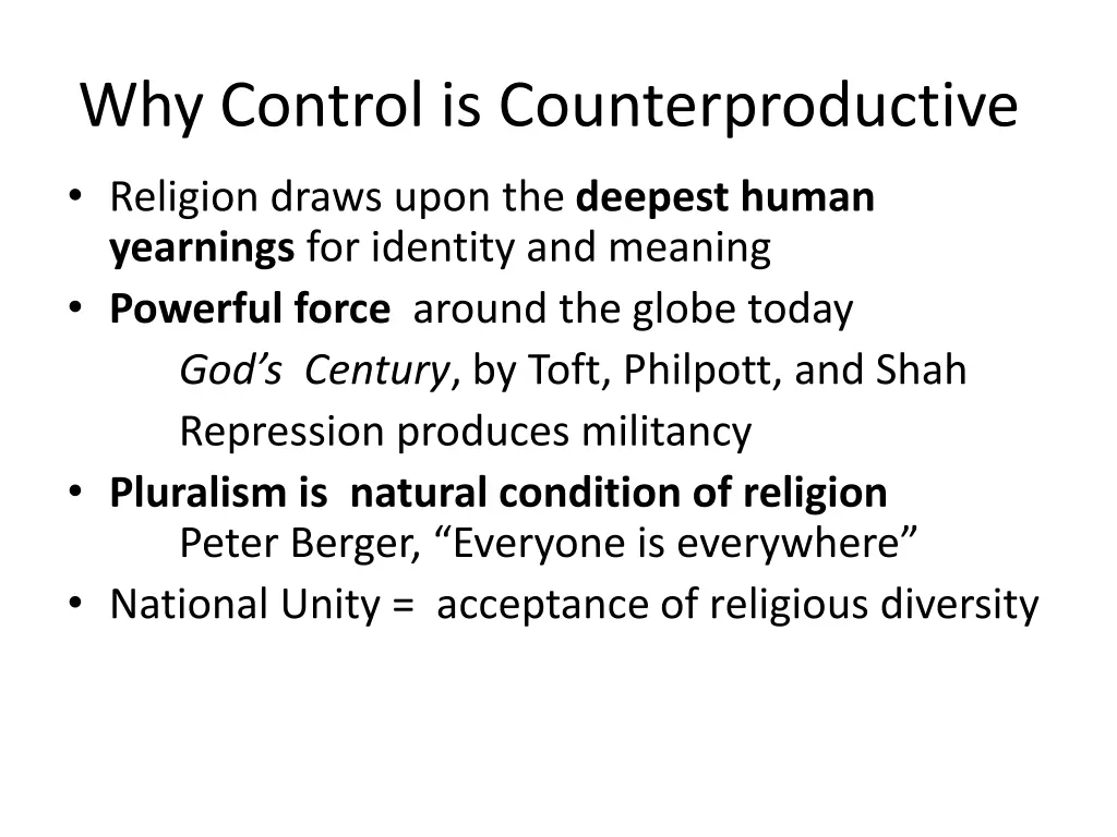 why control is counterproductive