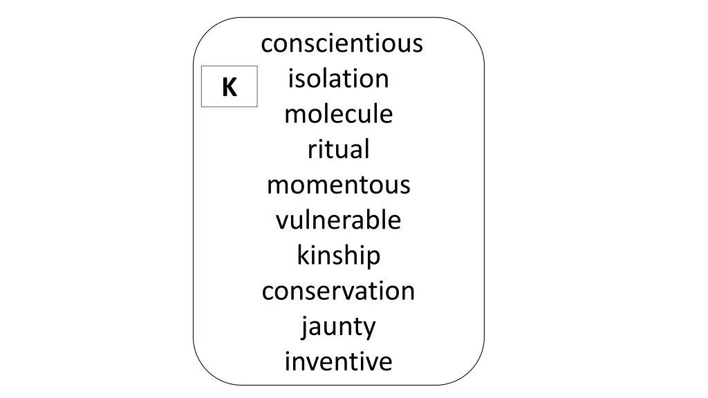 conscientious isolation molecule ritual momentous