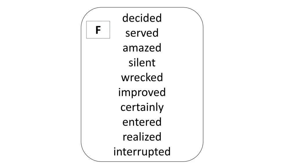 decided served amazed silent wrecked improved