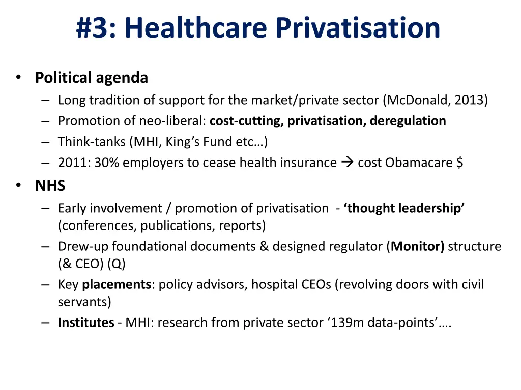 3 healthcare privatisation