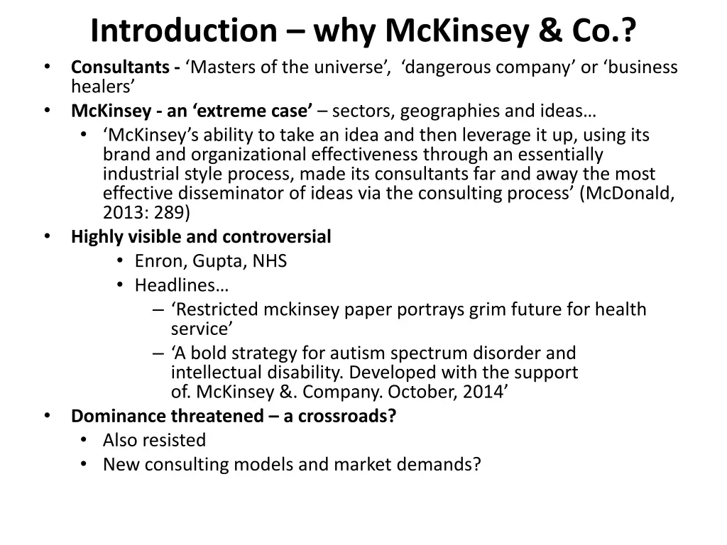 introduction why mckinsey co consultants masters