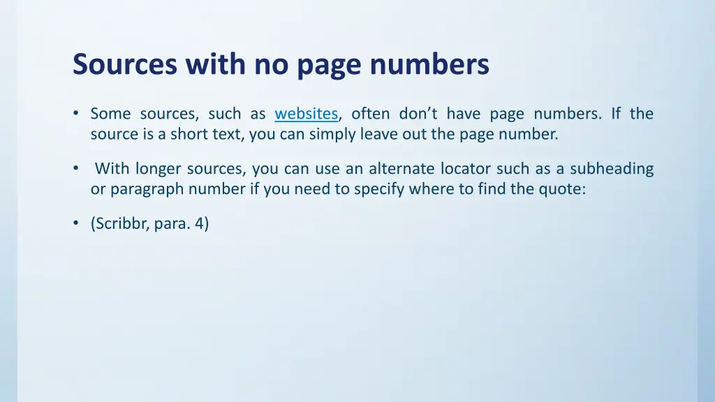 sources with no page numbers