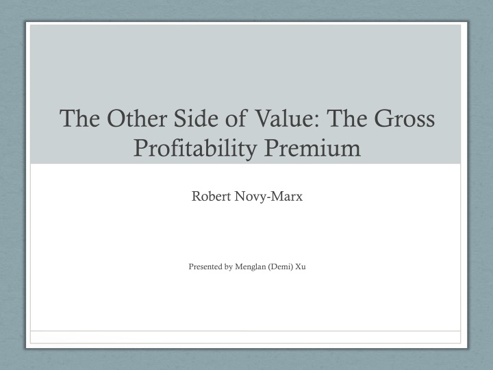 the other side of value the gross profitability