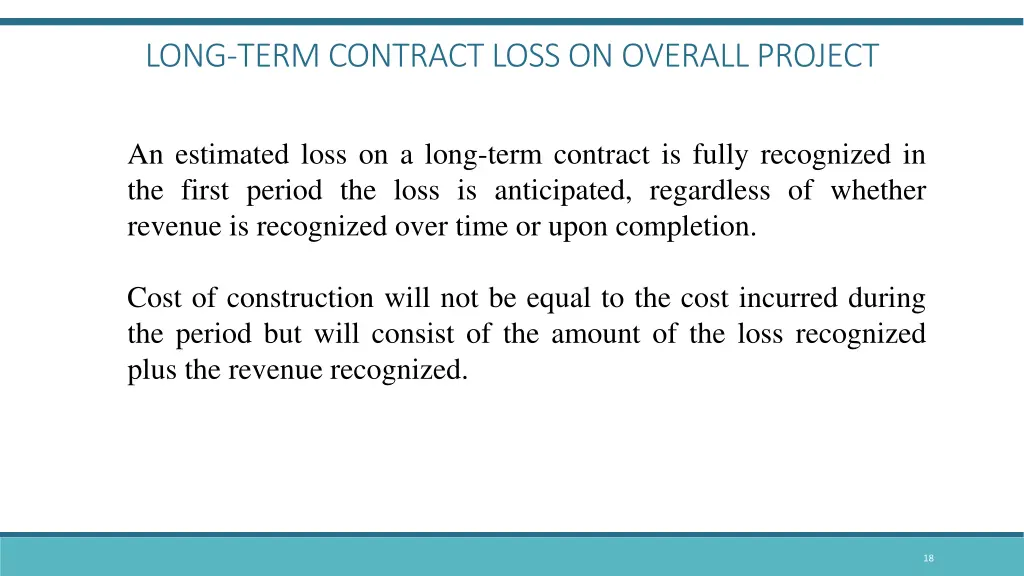 long term contract loss on overall project