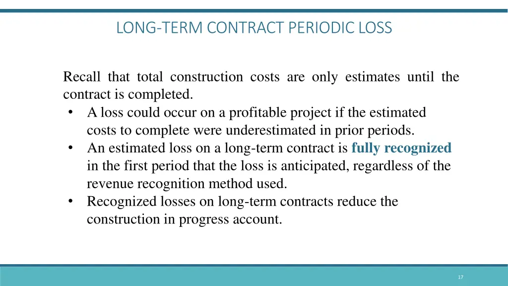 long term contract periodic loss